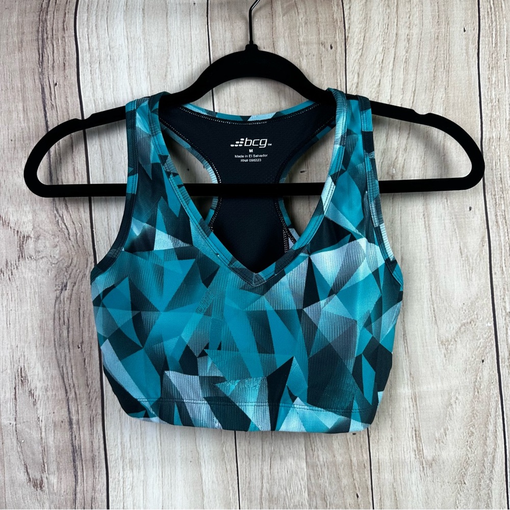 BCG Teal Geometric Sports Bra